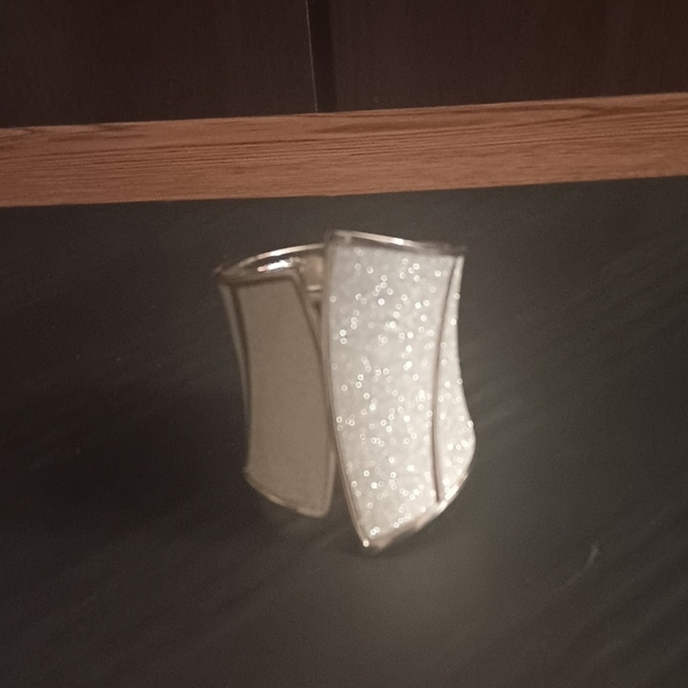 Traci Lynn Silver and White Sparkle Modern Girl Bracelet